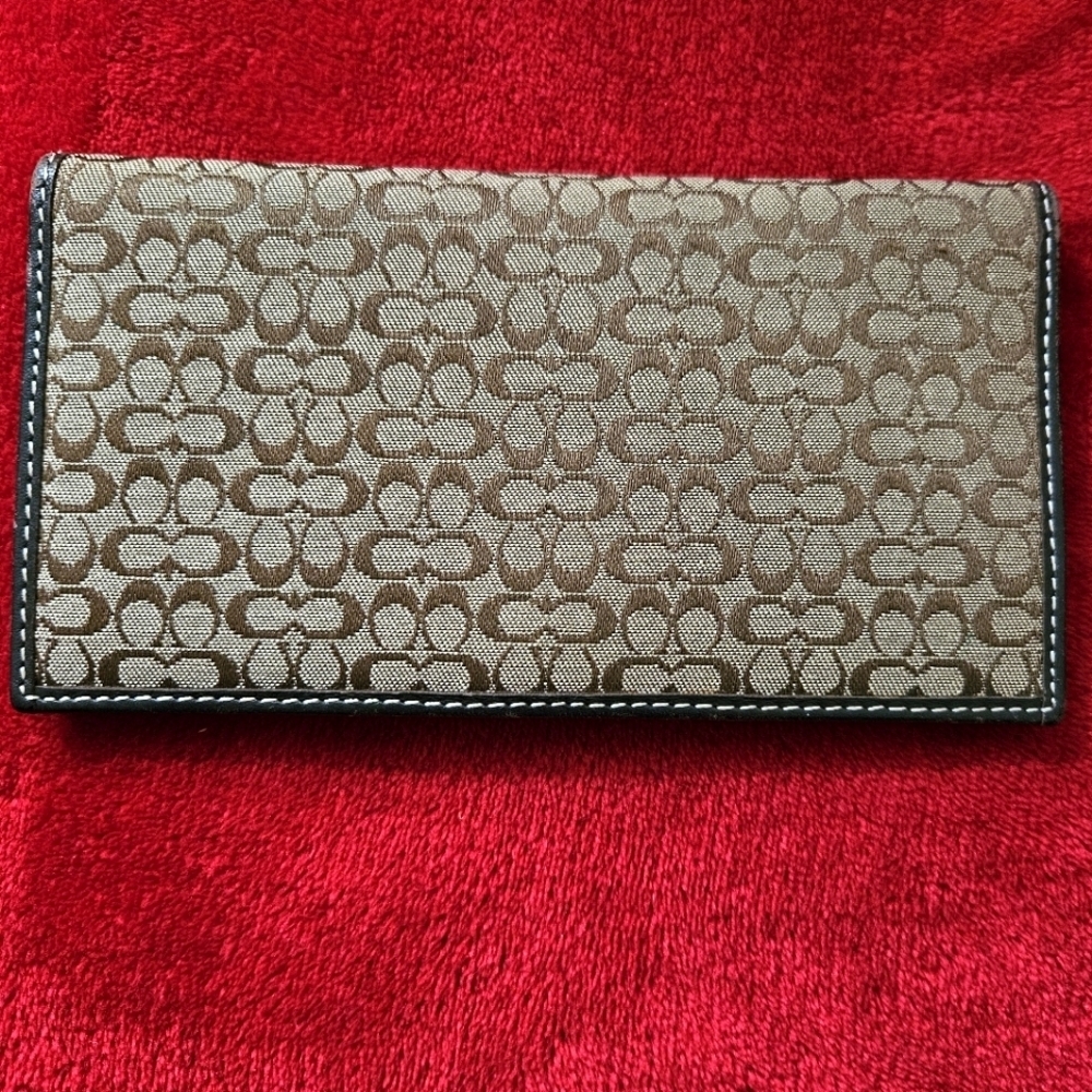 Coach Bi-Fold Brown and Tan Signature Canvas Wallet